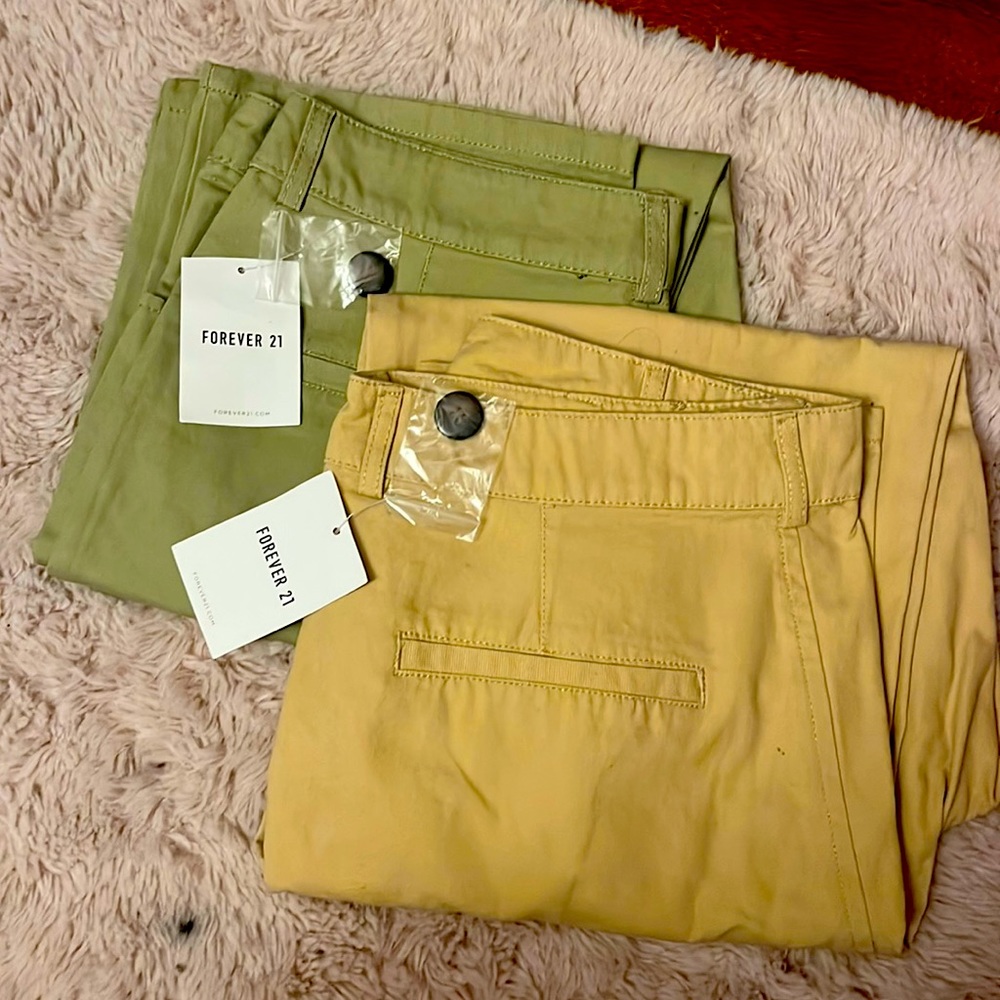 2 slacks pants (light olive green, khaki colored)